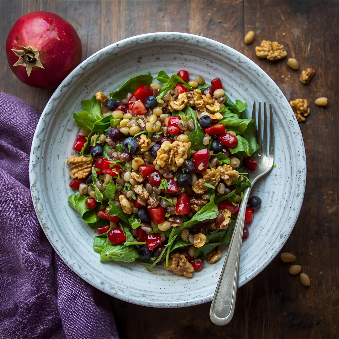 Linsensalat mit Granatapfelessig & Walnüssen