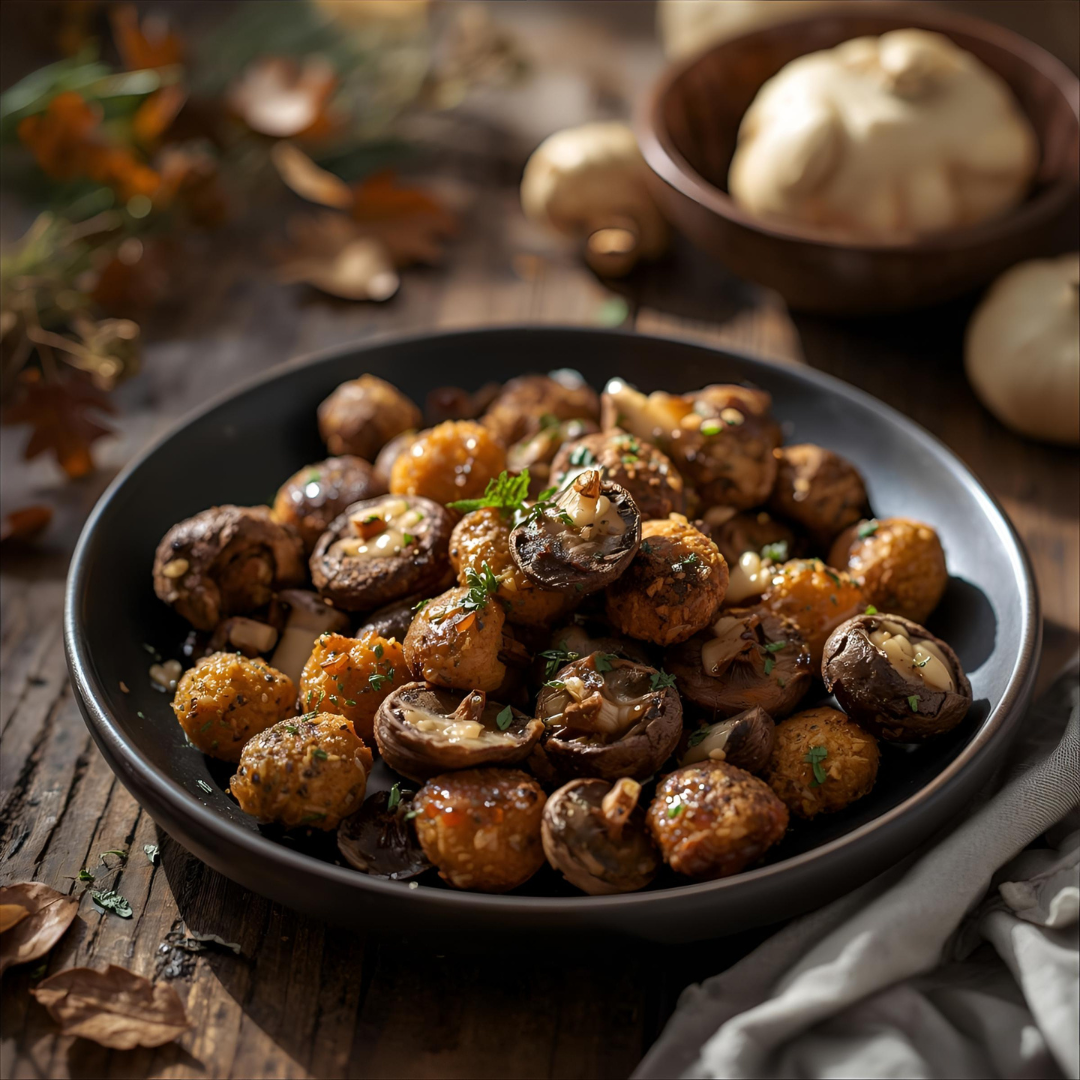 Gebratene Pilze mit Kräuter-Essig-Marinade