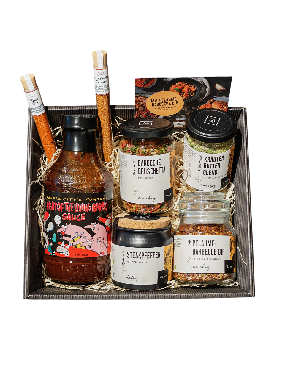 Geschenkkorb für Grillmeister - Mit BBQ Sauce, Steakpfeffer & Gewürzmischungen