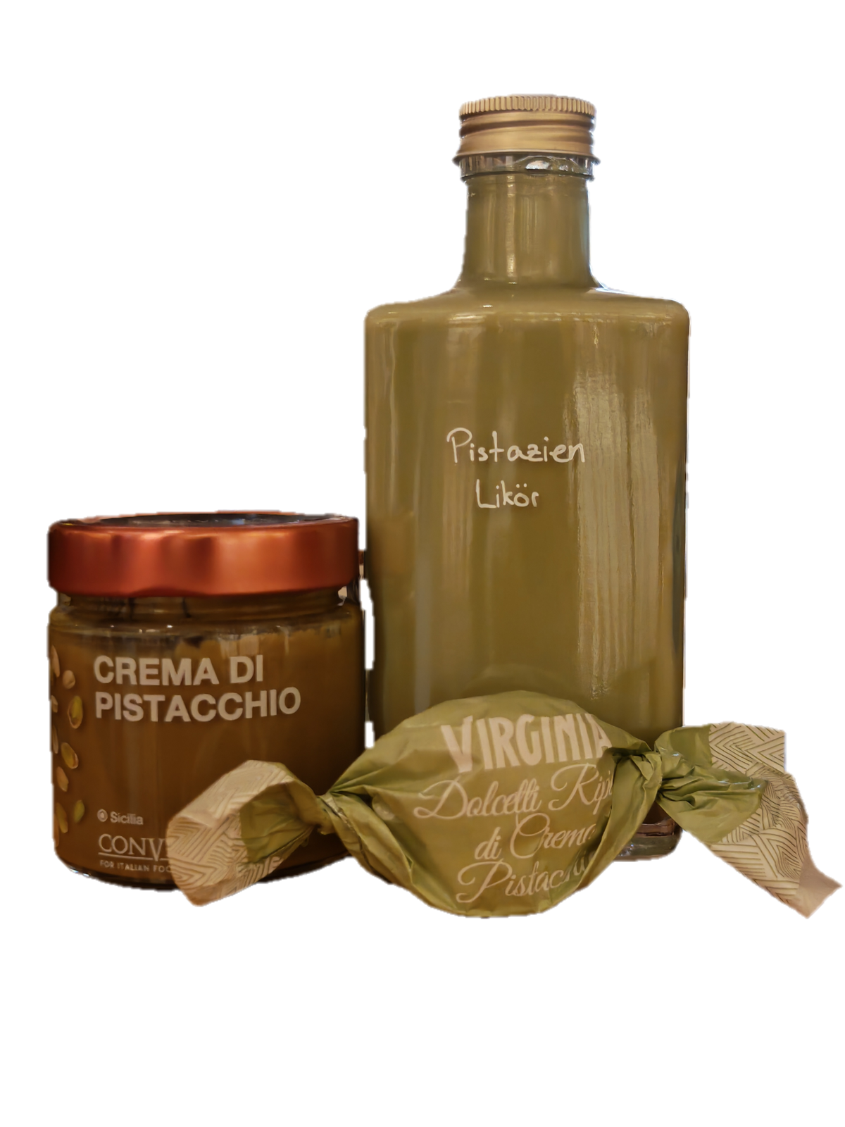 Pistazien-Geschenkset – Pistazien Sahne-Likör, Bio-Pistaziencreme & Pistaziengebäck